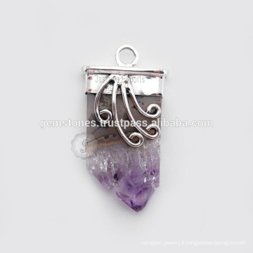 Amethyst Cluster Slice Druzy Indian Fashion Jewelry disponible en gros